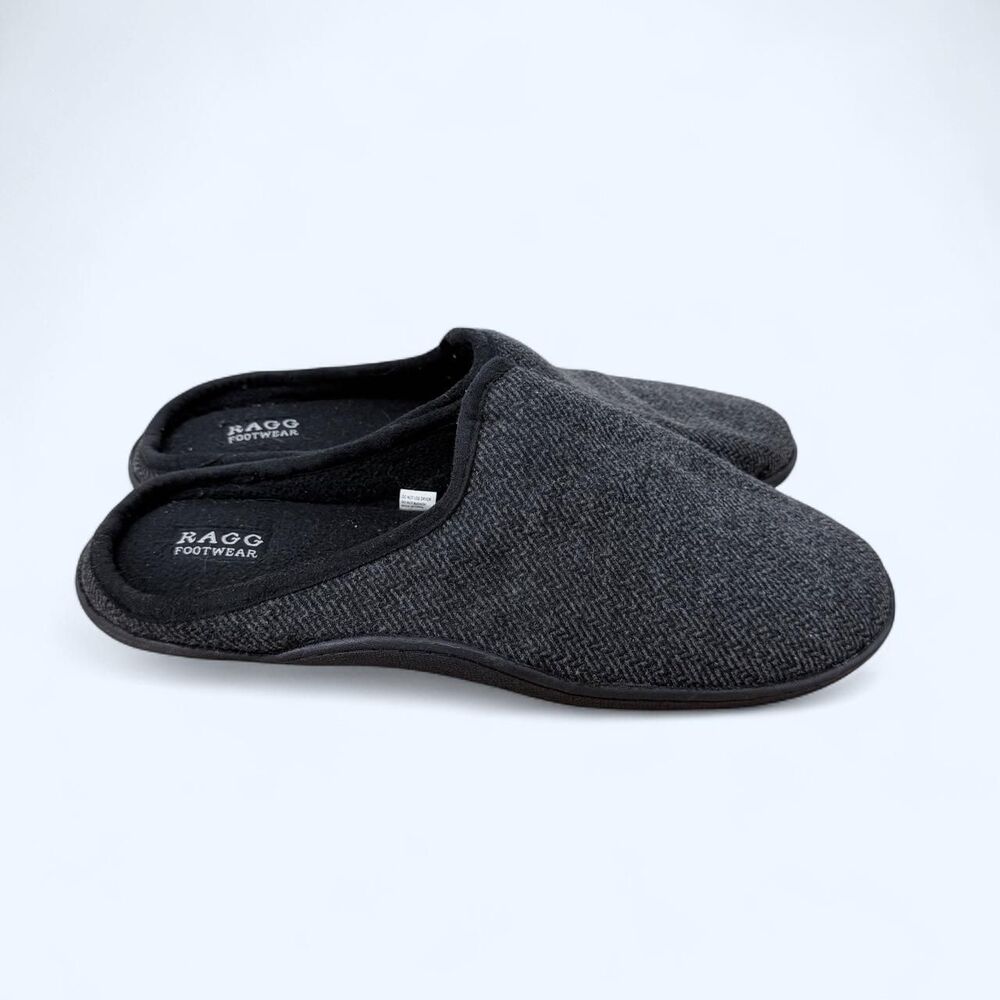 Black Grey Herringbone Slippers Tweed Slipperooz Memory Foam Indoor Outdoor Mule